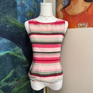 vintage striped silk sleeveless blouse retro preppy coquette top size 6p